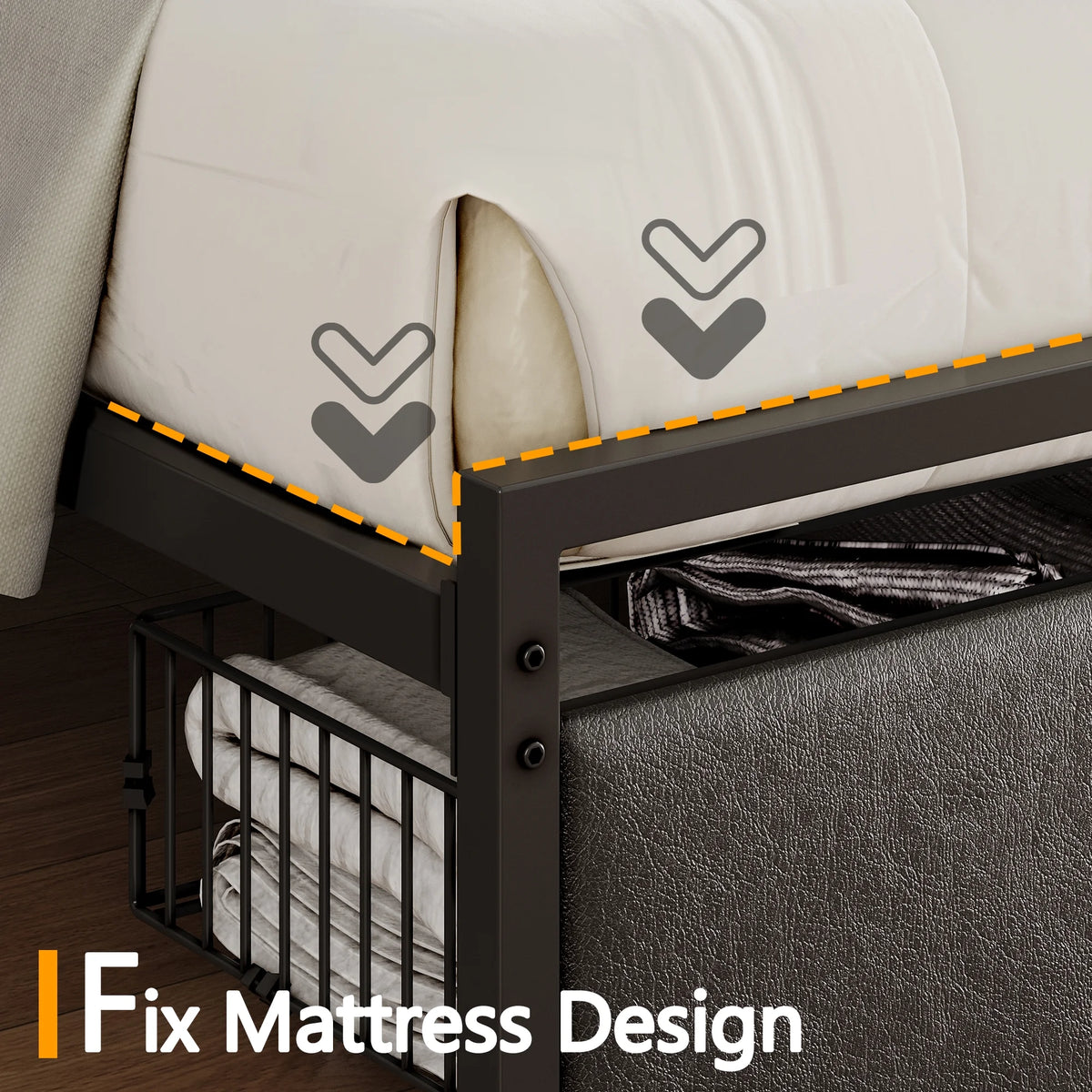 King Storage Bed Frame with Charging Station and Drawers I3258
