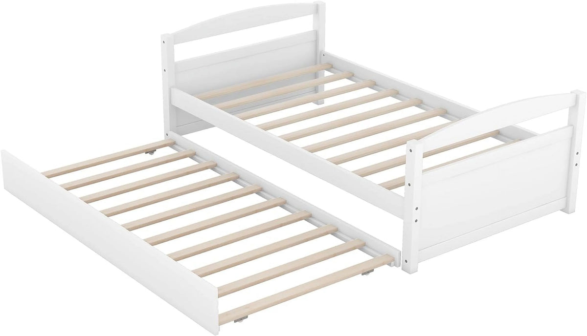 White Wood Daybed With Trundle N660