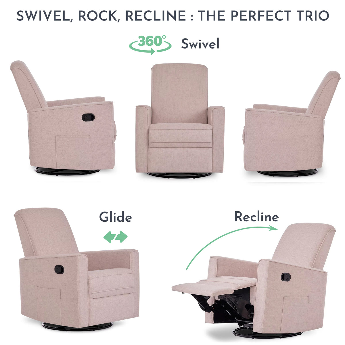 Rose Polyester Glider Recliner N6280