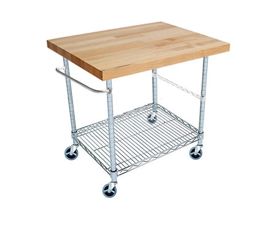 2 Tier Gourmet Cart with Maple Butcher Block Top T669