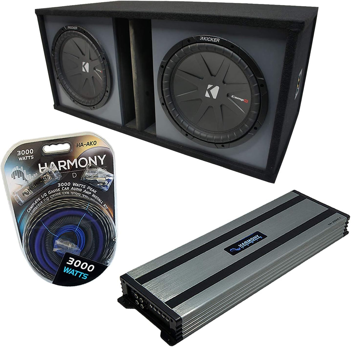 Ported Dual 10 Sub Box Enclosure & Amp M298525