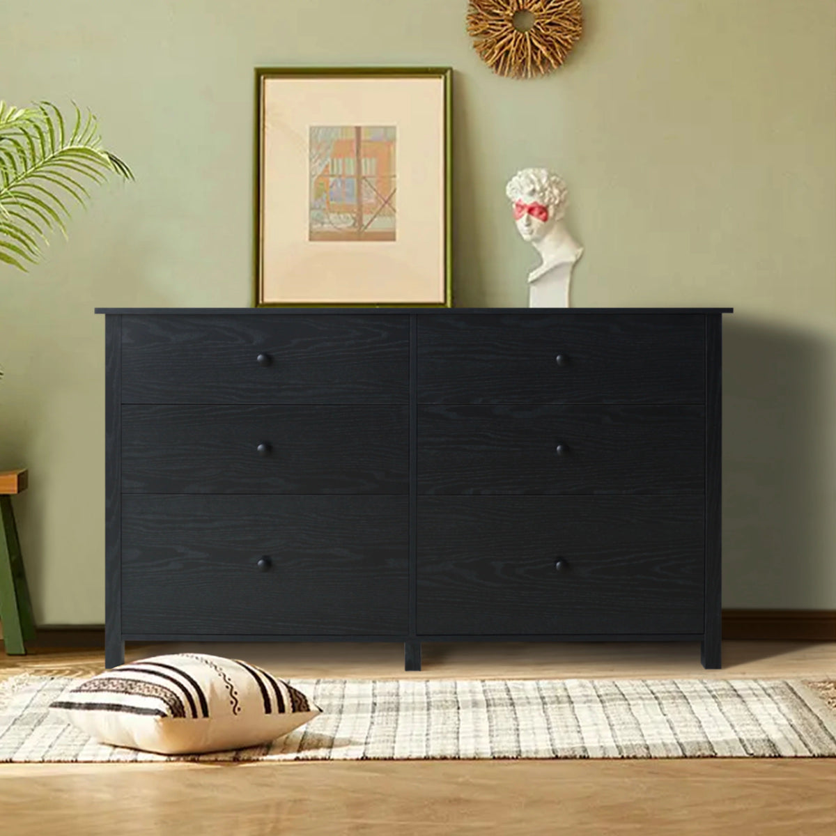 Black 6 Drawer Dresser Chest Y84215