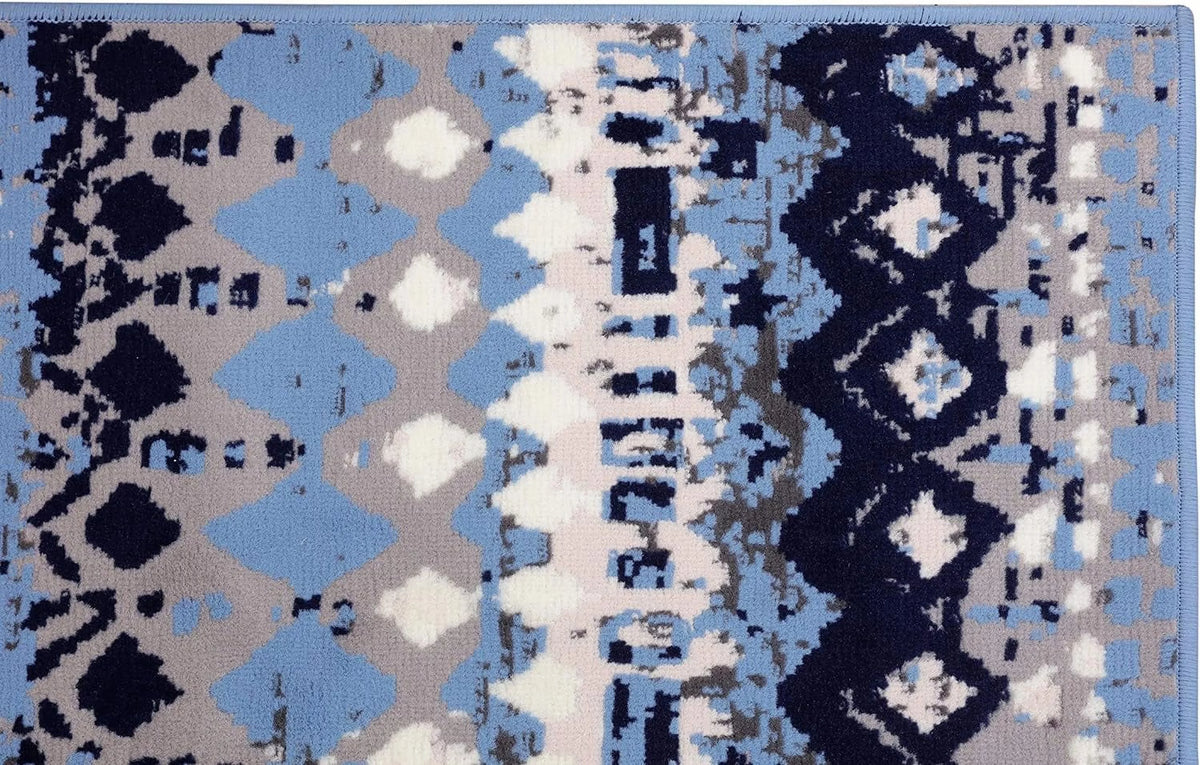 Light Blue Geometric Pattern Rug D500