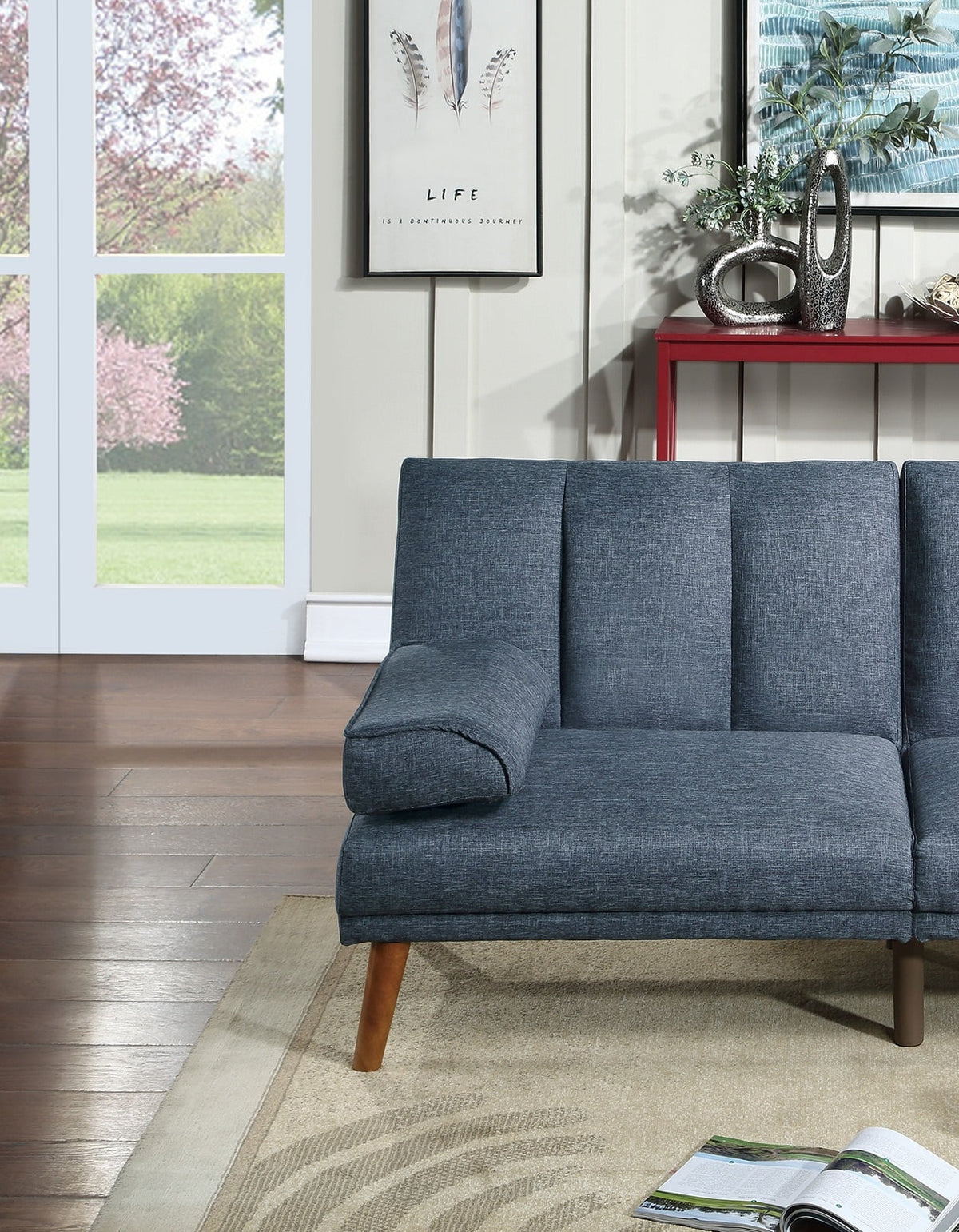 Navy Polyfiber Sectional Sofa with Chaise S55141
