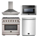 36 Inch Pro Gas Range, Wall Mount Range Hood, Microwave Drawer, Dishwasher H797