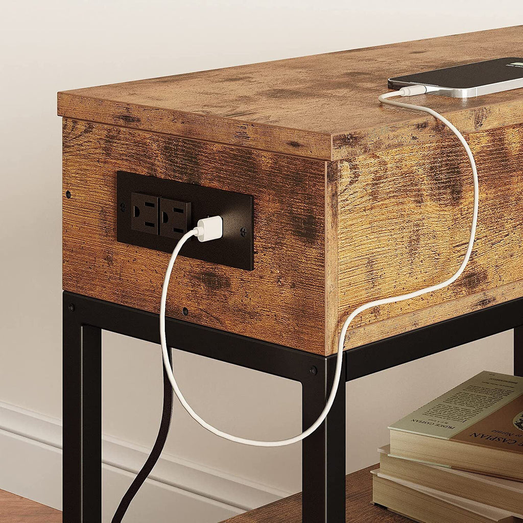 3-Tier Sofa End Table with Drawer USB Ports Y8965