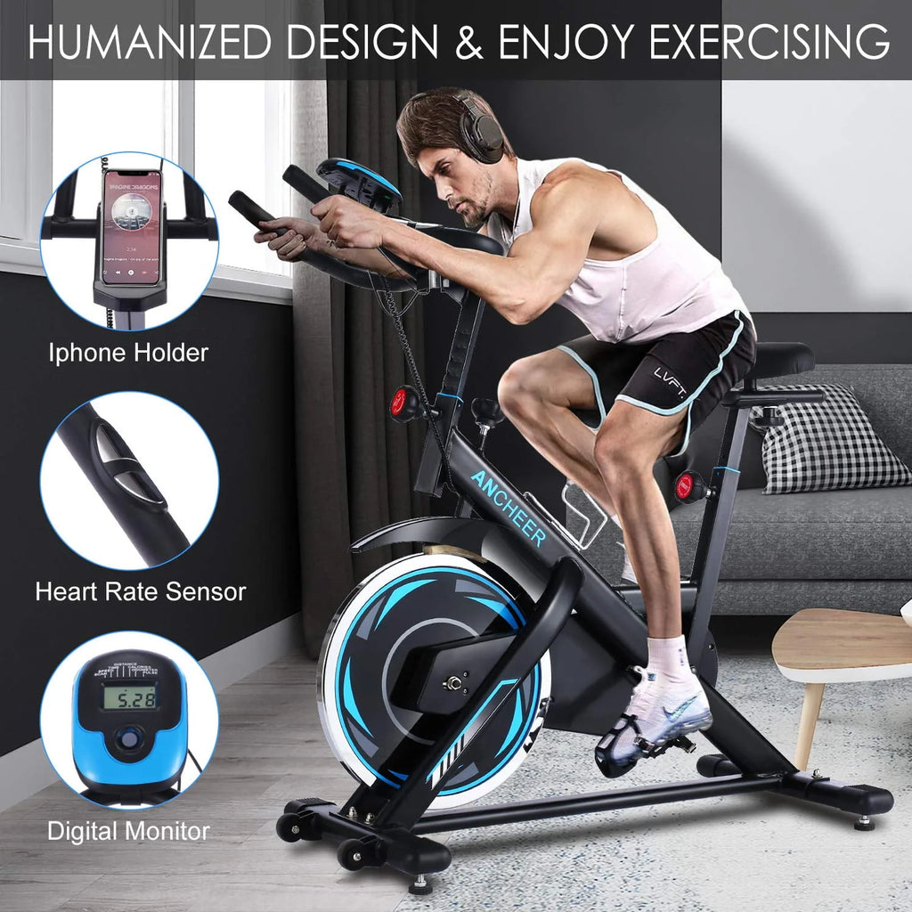 Indoor Exercise Bike with LCD Monitor and 330 lbs Weight Capacity R149