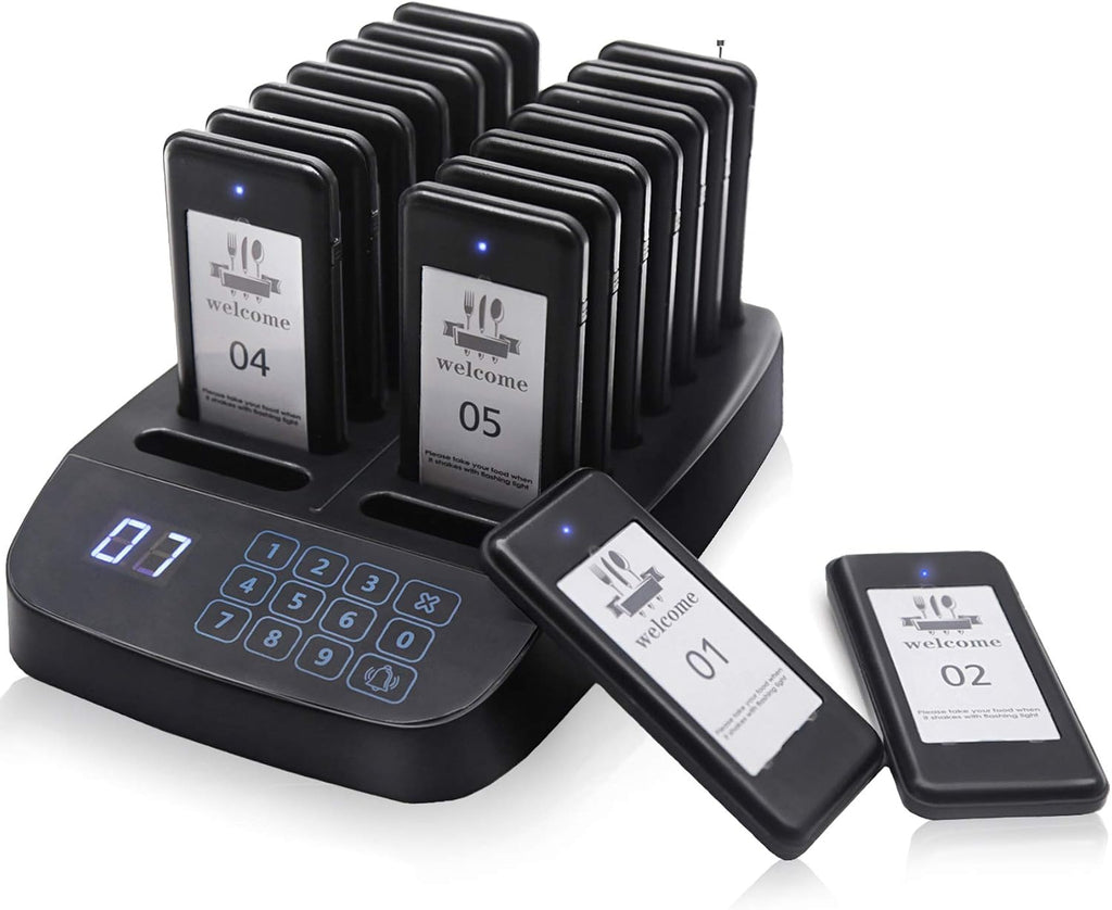 16 Call Coaster Pager System with Charging Dock Transmitter A47072