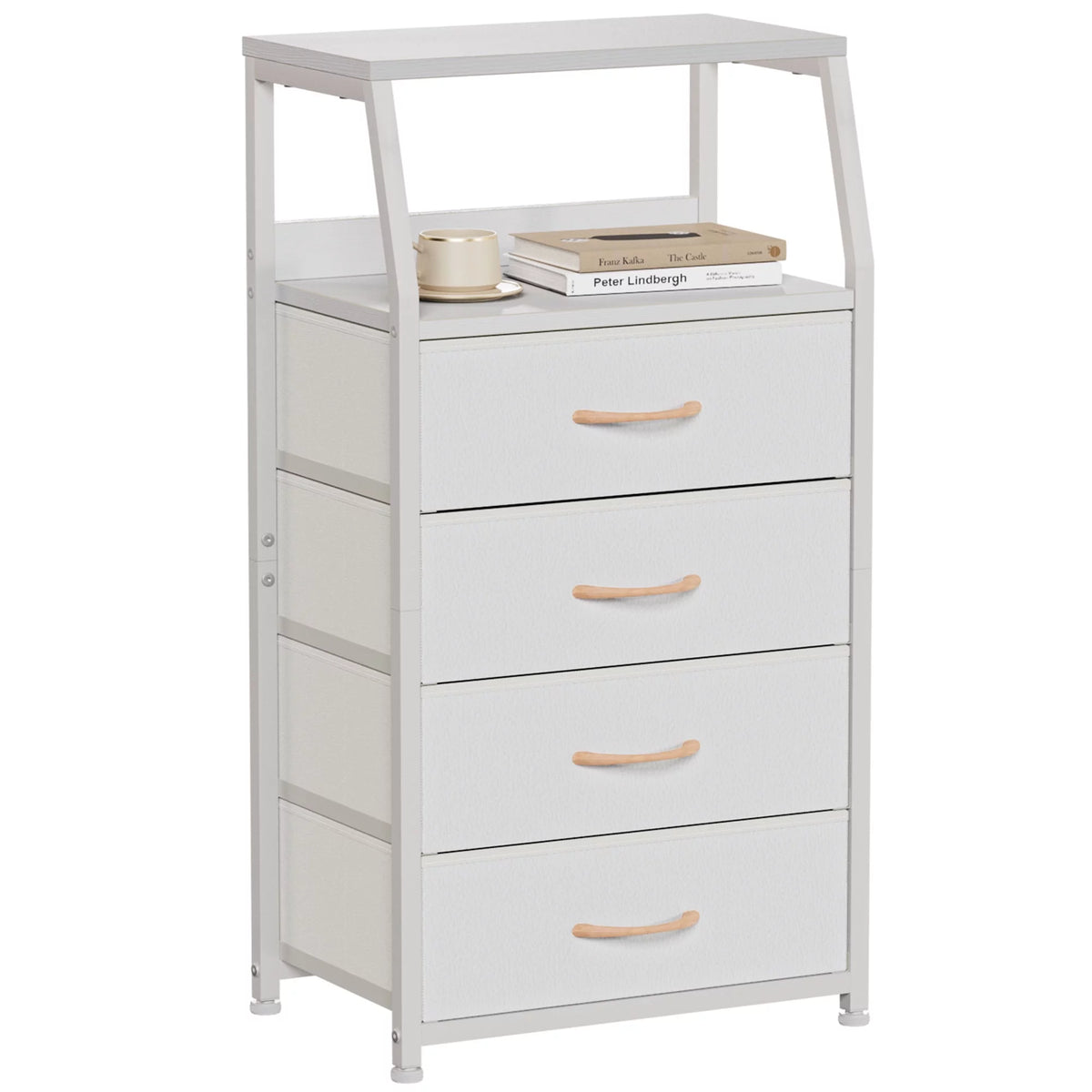 White 4-Drawer Fabric Dresser X12224