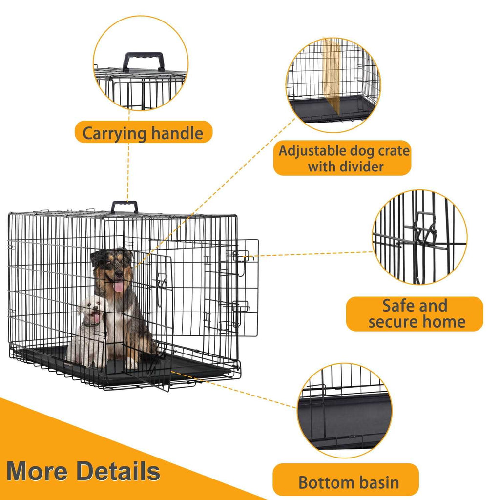 Large Dog Crate with Divider and Double Door E1668