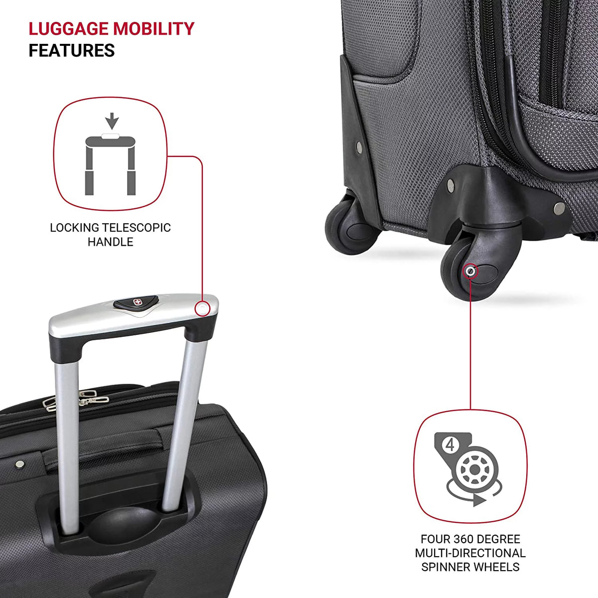 3 PC Spinner Suitcase Set Dark Grey A49650
