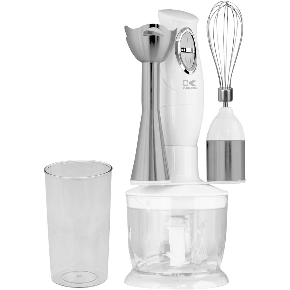White Combi Mixer with Mixing Cup, Chopper & Whisk P34807