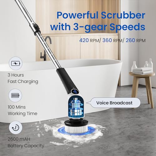 Cordless Electric Spin Scrubber with 8 Replaceable Brush Heads M854414
