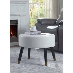 White Faux Leather Ottoman Stool X862