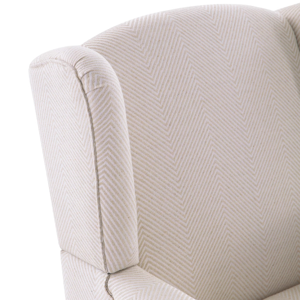 Tan Twill Upholstered Wingback Accent Chair with Solid Wood Legs M86302