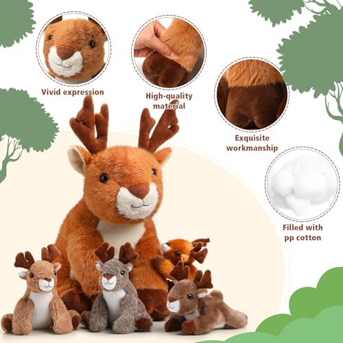 16 Inch Plush Deer Stuffed Animal Set with 4 Little Plush Z8540