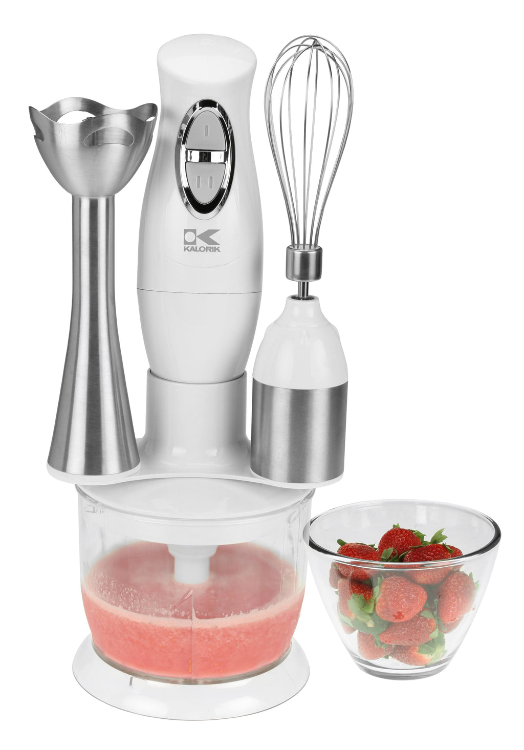 White Combi Mixer with Mixing Cup, Chopper & Whisk P34807