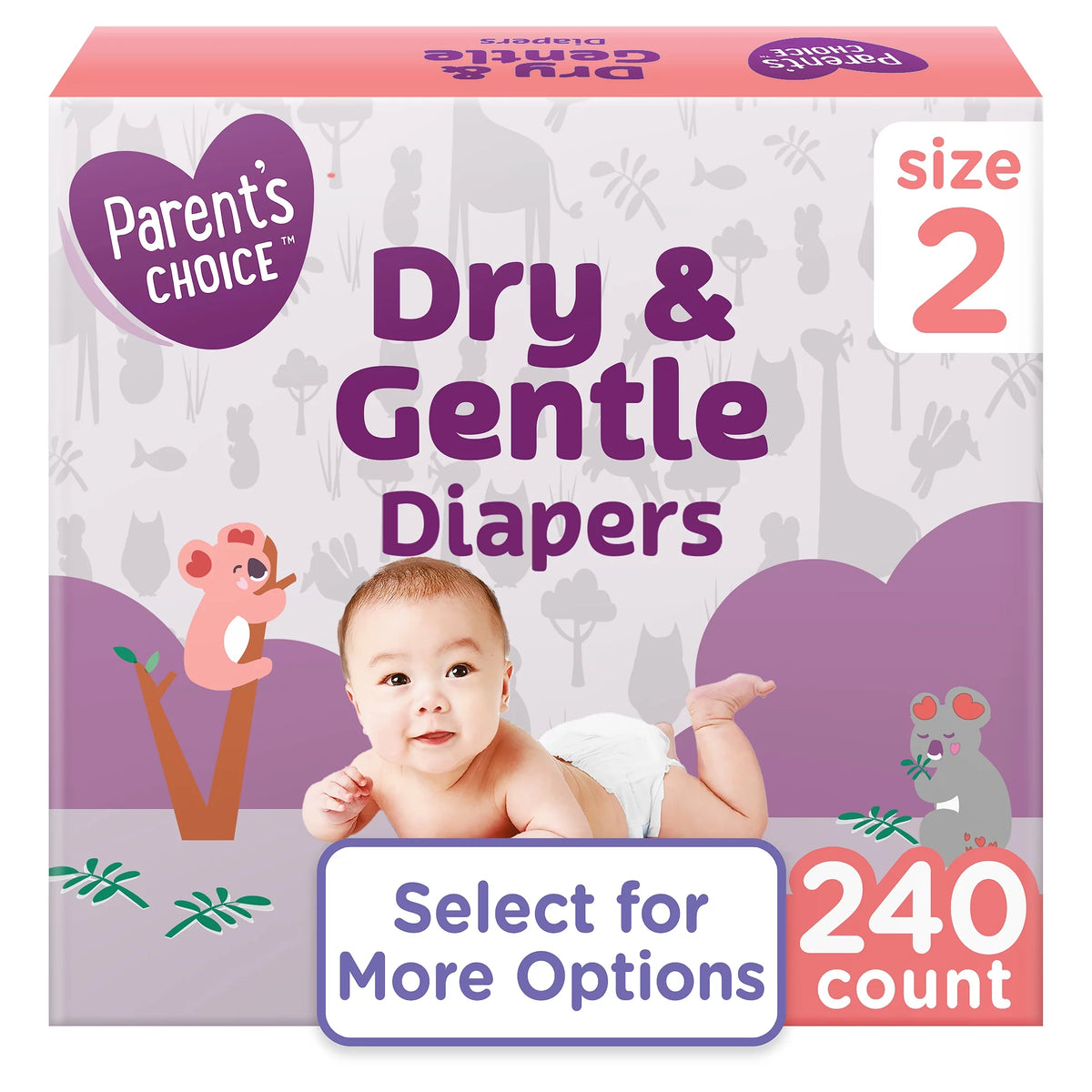 Dry & Gentle Diapers Size 2, 240 Count C540