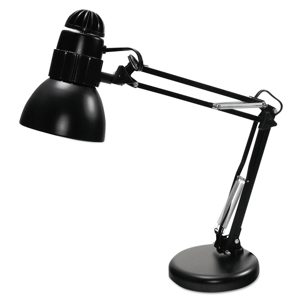 Matte Black Swing Arm Desk Lamp, Weighted Base, 22x22 Reach T307