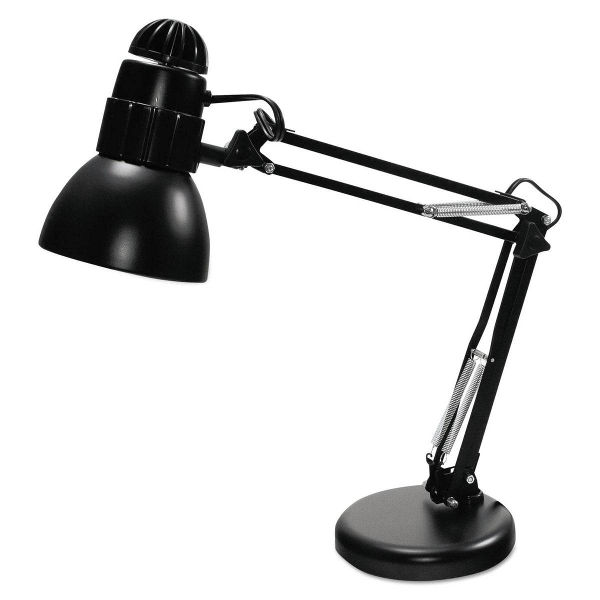Matte Black Swing Arm Desk Lamp, Weighted Base, 22x22 Reach T307