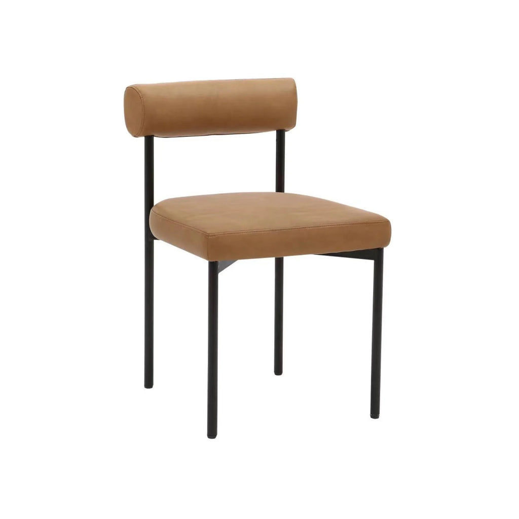 Brown Metal Legs Vegan Leather Dining Chair M23894