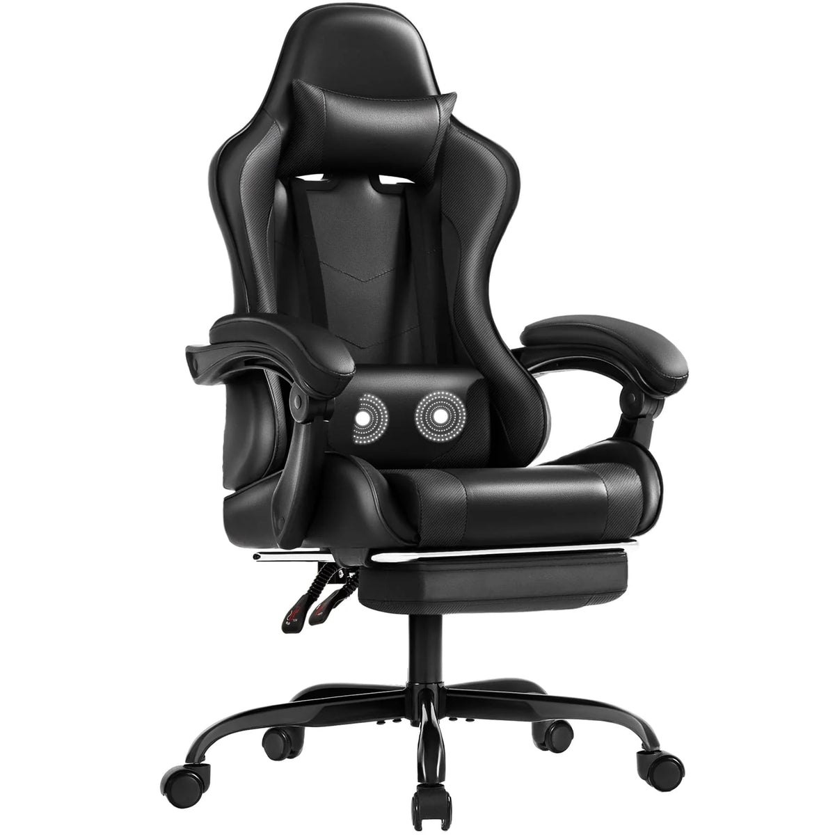 White PU Leather Massage Gaming Chair with Footrest E50810