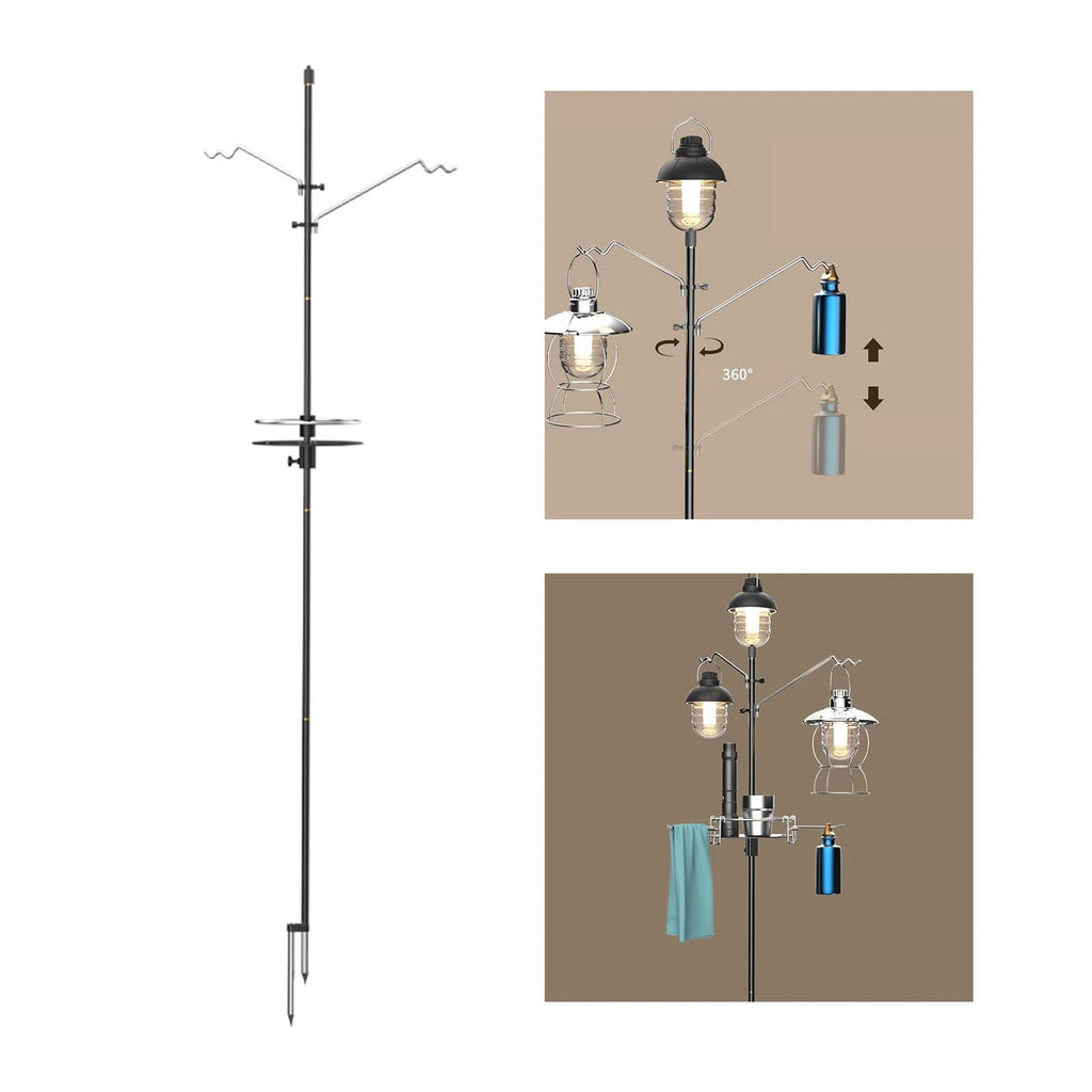Collapsible Camping Lantern Stand 138x16cm with Stake C665