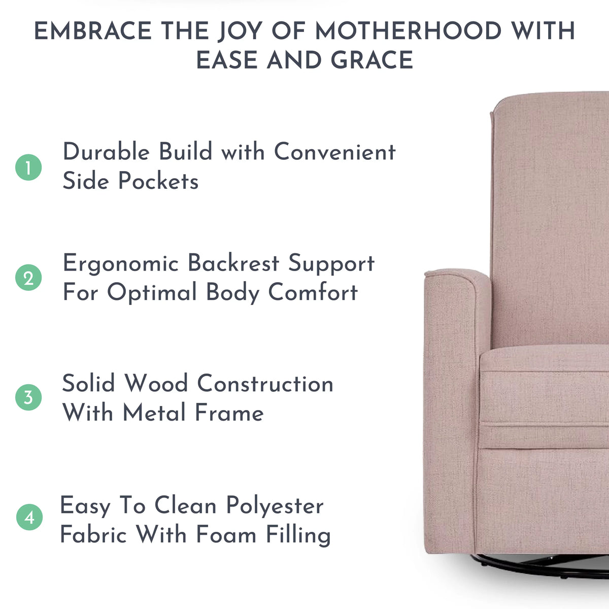 Rose Polyester Glider Recliner N6280