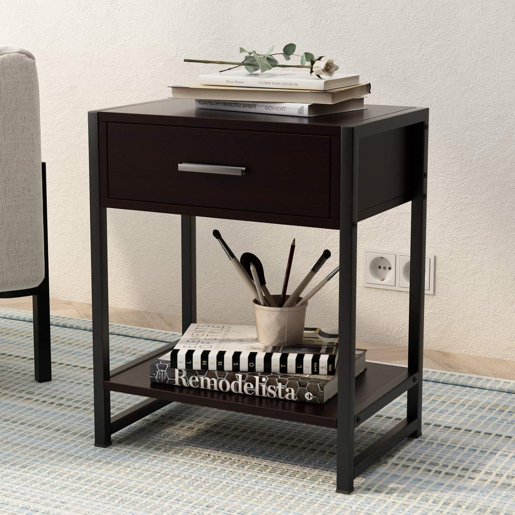 Black-Brown Nightstand Bedside Table K993