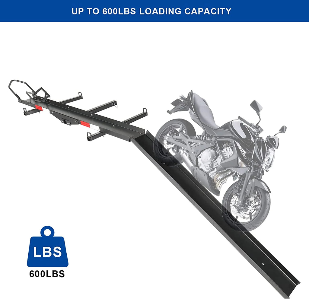 600LBS Steel Hitch Mount Motorcycle Carrier with Loading Ramp H1443