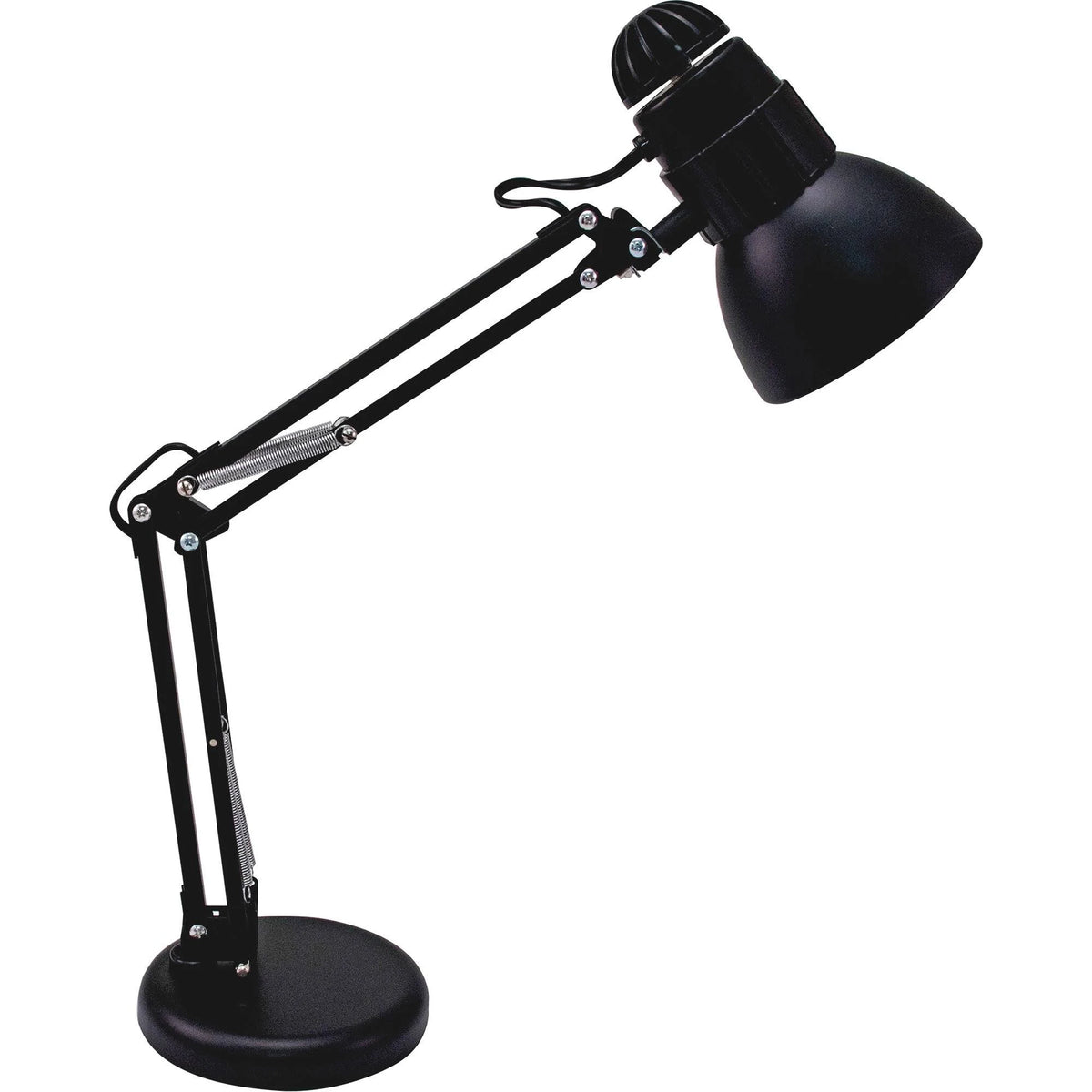 Matte Black Swing Arm Desk Lamp, Weighted Base, 22x22 Reach T307