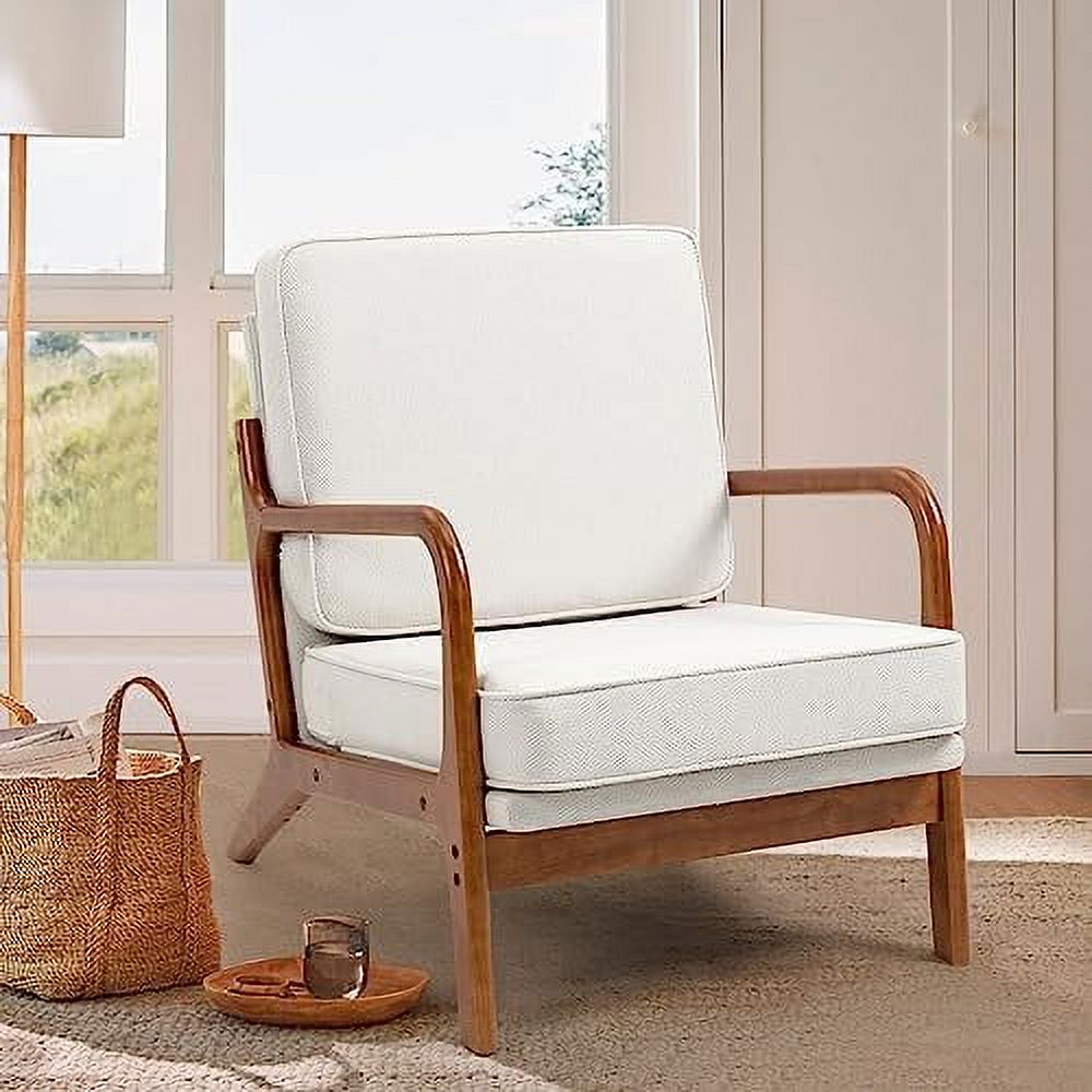 Black Linen Fabric Accent Armchair Set of 2 with Wooden Frame O9571