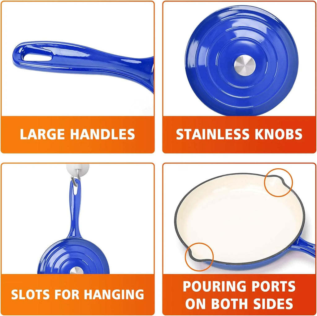7 Piece Enameled Cast Iron Cookware Set with Ceramic Nonstick Coating X796