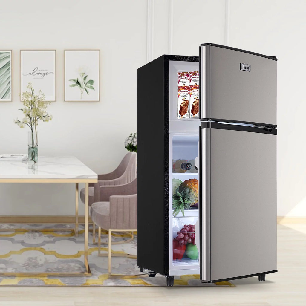 3.2 Cubic Feet Retro Dual Door Mini Fridge with Freezer F328546