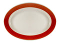 Red Stoneware Oval Rolled Edge Rainbow Platter C68321