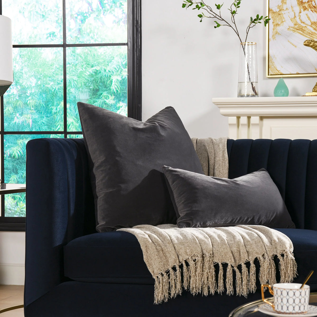22" Feather Down Lumbar Throw Pillow Brilliant Cream B59207