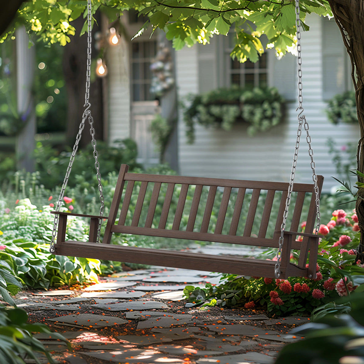 2-Seat Hanging Wooden Porch Swing O99124