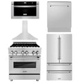 30 in. Dual Fuel Range, Range Hood, Microwave Drawer, Dishwasher, Refrigerator J250198