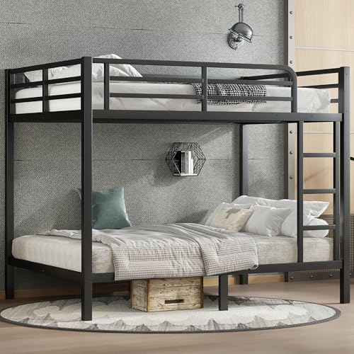 Heavy Duty Black Twin XL Over Twin XL Bunk Bed Frame with Ladder M7532