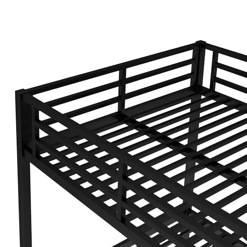 Heavy Duty Black Twin XL Over Twin XL Bunk Bed Frame with Ladder M7532