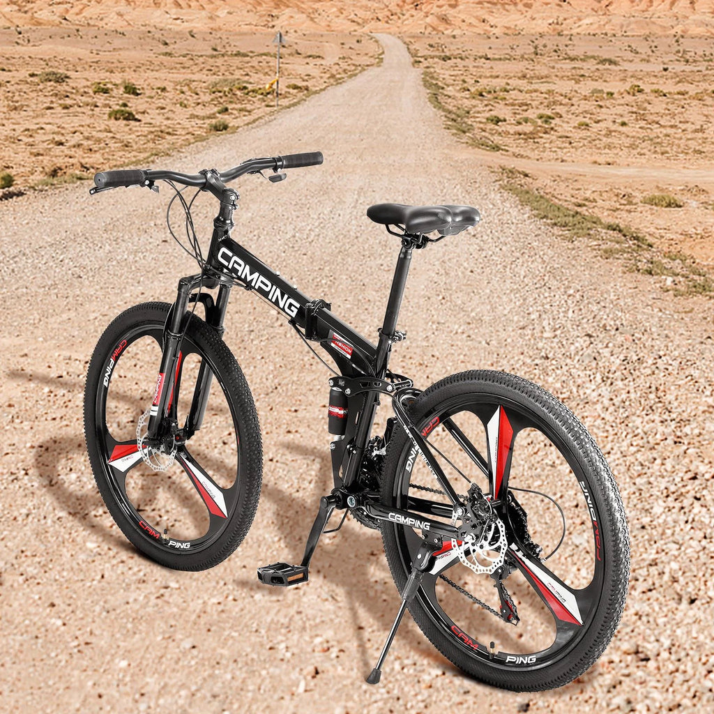 26 inch 21 Speeds Folding Mountain Bike High Carbon Steel Red U269