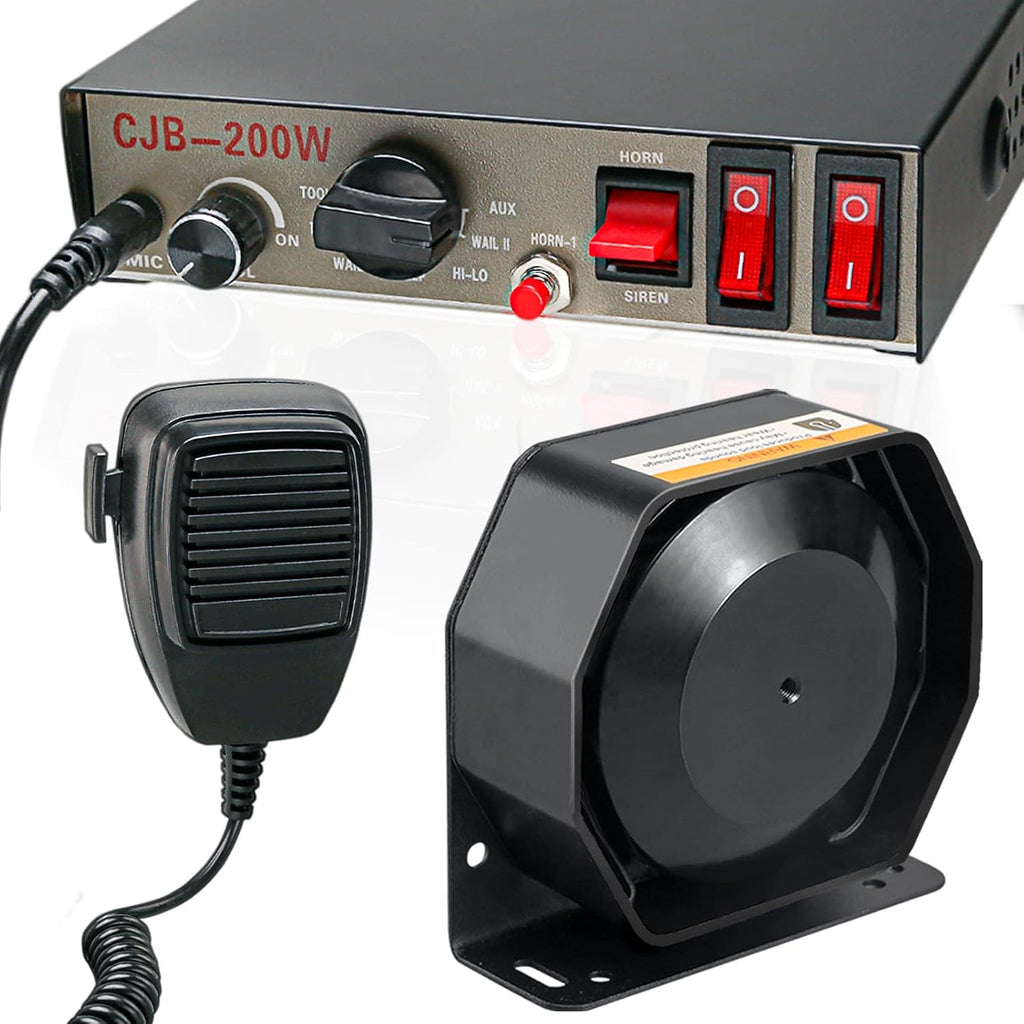 12V 200W 9 Tones Police Warning Emergency Siren PA System with Handheld Microphone V567129