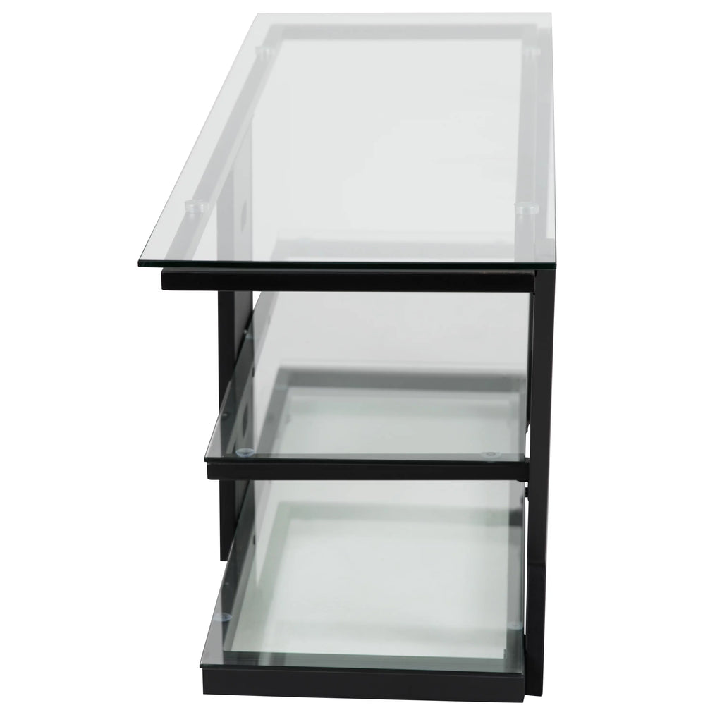 Glass TV Stand with Black Metal Frame Z191