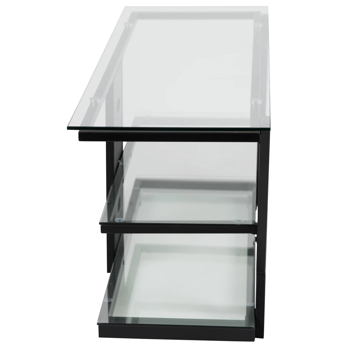 Glass TV Stand with Black Metal Frame Z191