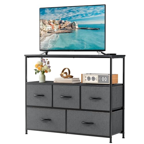 5 Fabric Drawer Dresser TV Stand with Open Shelf S1699