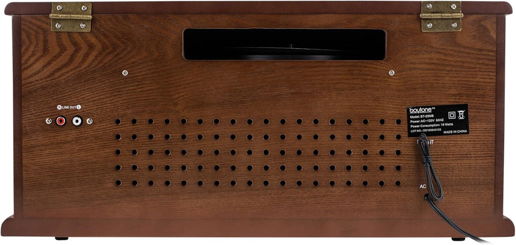 8-in-1 Natural Wood Turntable Stereo System with Bluetooth N411