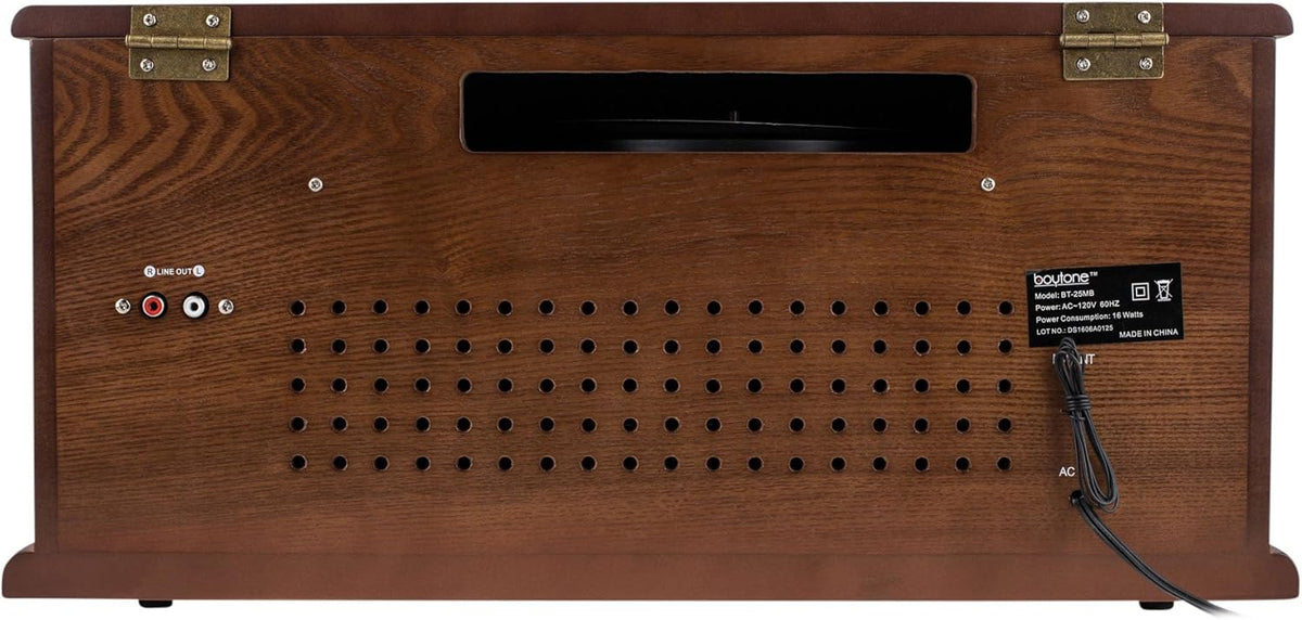 8-in-1 Natural Wood Turntable Stereo System with Bluetooth N411