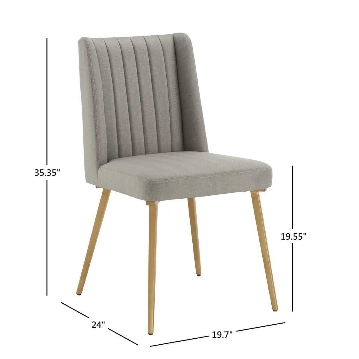 Gold Finished Metal Fabric Upholstered Dining Chairs Set of Two F769983