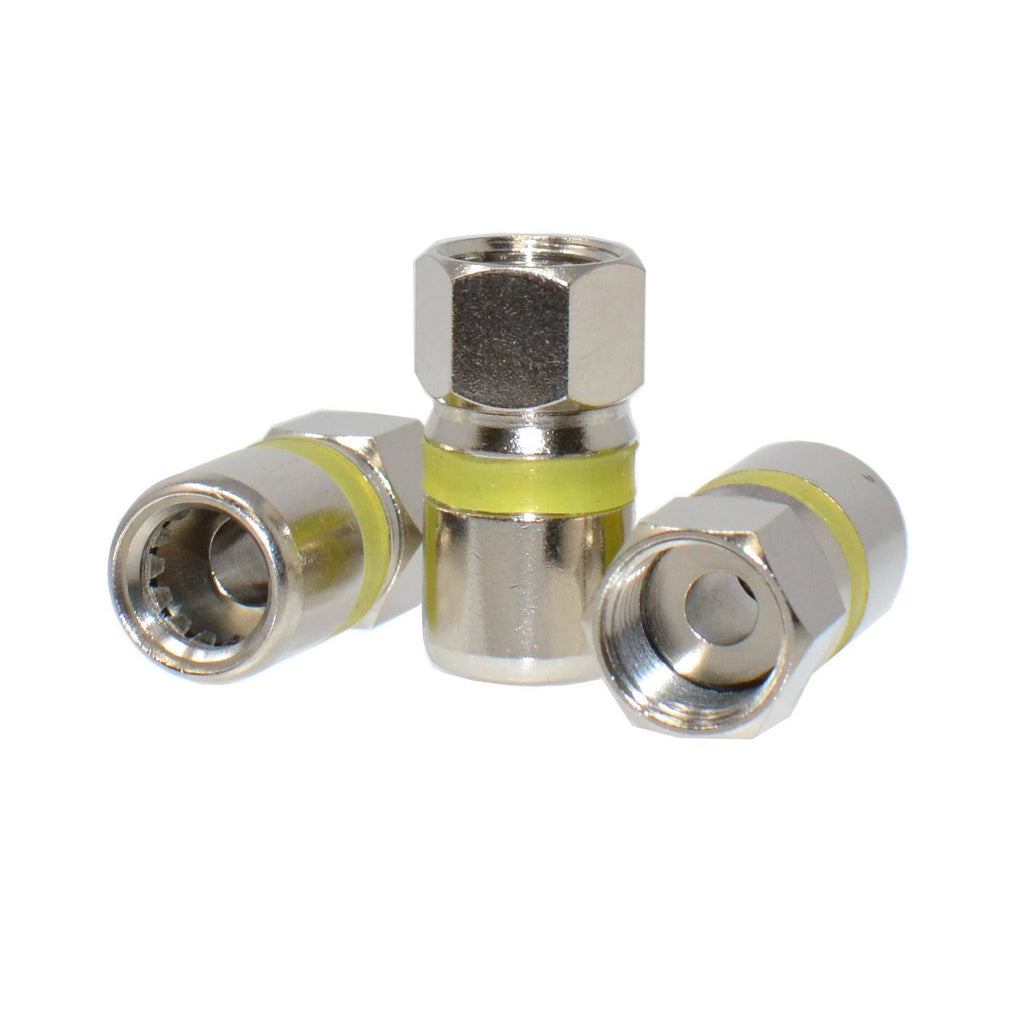 RG6 Quad Shield Coaxial Cable 500ft White with 50 Piece F-Type Compression Connectors V1199