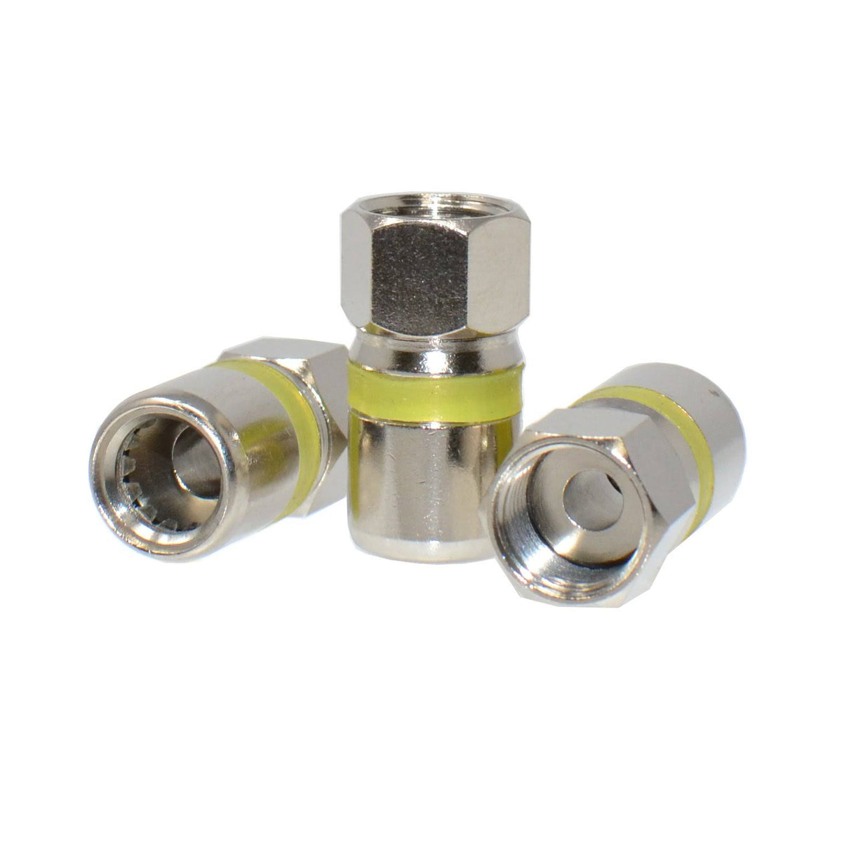 RG6 Quad Shield Coaxial Cable 500ft White with 50 Piece F-Type Compression Connectors V1199